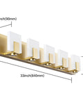 Dimmable Modern Bathroom Vanity Light Over Mirror In Golden Finish LED 5 Light Bar Fixture Slim Angled Design