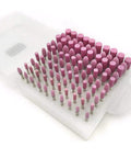Rotary Tool Grinding Stone Set With One Eighth Inch Shank Aluminum Oxide Bits, 100 Pcs, Red in clear plastic case
