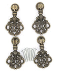 Vintage Pendant Pull Handles Set Of 4 In Distressed Antique Brass, Zinc Alloy Cabinet Dresser Wardrobe Pulls With Entangled Leaves
