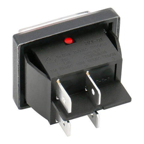 Side view of Rocker Switch On Off DPST 4 Terminals With Red Indicator Light 16A 250VAC Weatherproof Cover for heavy duty power control.