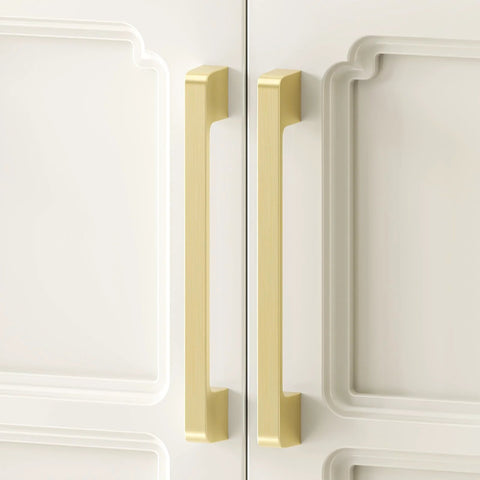 Gold Cabinet Pulls 10 Pack With Six And A Quarter Inch Hole Center Square Drawer Hardware Zinc Alloy Brushed Brass Finish installed
