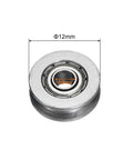 Top Shelf Twenty Pack V Groove Guide Pulley Bearings For 3 By 12 By 4 mm Precision Linear Support Wheels Hardened Carbon Steel Double Shielded Shafts ABEC3 Rated showing 12mm diameter.
