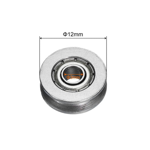 Top Shelf Twenty Pack V Groove Guide Pulley Bearings For 3 By 12 By 4 mm Precision Linear Support Wheels Hardened Carbon Steel Double Shielded Shafts ABEC3 Rated showing 12mm diameter.