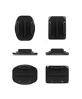 Premium Flat And Curved Surface Action Camera Mounts Featuring Industrial Strength Adhesive, six versatile black mounts shown from multiple angles.