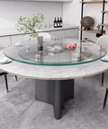 24 Inch Tempered Glass Turntable Lazy Susan for Dining and Kitchen Countertop with Silent Wheel, anti-collision edge