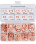 Heavy Duty 200 Piece Red Copper Flat Washer Assortment Kit Metric Sizes M5 To M14 For Ultimate Leak Proof Sealing On Your Cars And Engines Plus Hydraulic Systems Banjo Oil Pan Drain Plugs And Fittings Stay Sealed Like A Boss Even Under Stress., copper washers in organizer case, assorted metric sizes