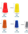 SP4 Yellow Wire Connectors Set 100 Pack 18 To 12 AWG Quick Connect Screw Terminals with assorted sizes, front view.