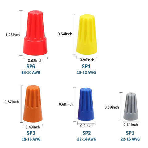 SP4 Yellow Wire Connectors Set 100 Pack 18 To 12 AWG Quick Connect Screw Terminals with assorted sizes, front view.
