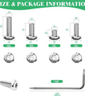 121 Piece 304 Stainless Steel Pocket Blade Knife Handle Screws Assortment Set Including M2 And M2.5 Machine Screws EDC Folding Hilt Fasteners Knifemakers Rivets For DIY Repair Torx Driver Included with size and package details