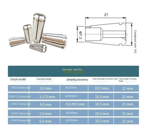 Spindle Chuck Collet Tool For Grinding Machines And Rotary Tools Compatible With CHK 3.0 3.175 4.0 5.0 6.0 Collets