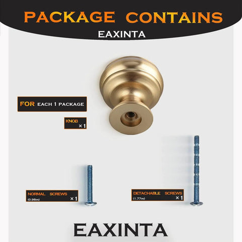 Package includes Champagne Bronze Cabinet Knobs Set Of 10 For Kitchen And Furniture, screws, single-hole design by EAXINTA