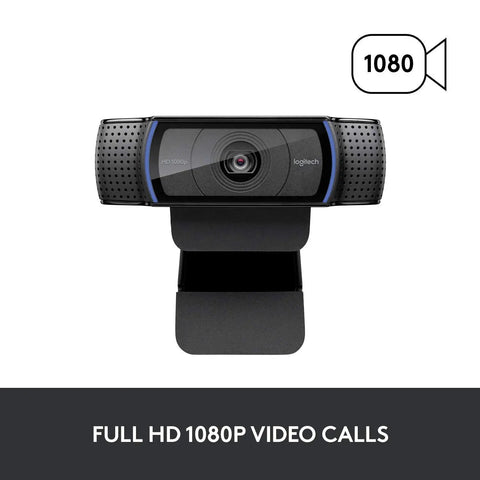 Pro Grade Full HD 1080P Webcam With Crisp Dual Mics And Snappy Auto Focus, front view with clip for easy mounting