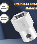 EVRBUL stainless steel trailer jack crank adapter with 1/2-inch socket, front close-up view