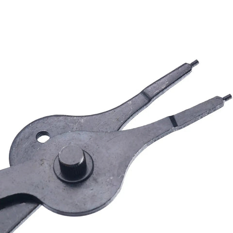 Close-up of 10 Piece Snap Ring Pliers Set For Internal And External Circlip Pliers Retaining Ring Pliers Quick Conversion Thumbscrew.
