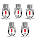 Top Shelf 5 Pack Fire Sprinkler Heads Chrome Plated Brass Heat Activated Upright Design with red thermal bulbs.