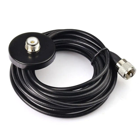 Coiled cable and magnetic base for Dual Band Ham Radio Antenna With Magnetic Base And Sixteen Foot Extension Cable For Vehicle And Marine Use Covers VHF 136 To 174 MHz And UHF 400 To 470 MHz PL259 Connector
