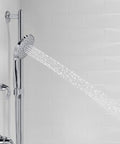 Forte All-In-One Handshower Kit With Slide Bar And 60-Inch Hose, 3-Spray Handheld Showerhead in polished chrome spraying water