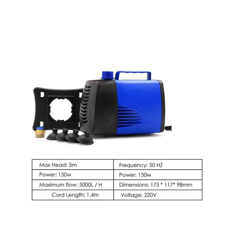 Blue and black water cooling pump for 4.5KW Water Cooled ER20 Spindle Motor D100mm With 5.5KW Inverter VFD, dimensions 175*117*98mm.