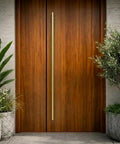 Long Stainless Steel Push Pull Door Handle For Home And Office Two Sided Access Glass Shower Barn And Storefront Doors 60 Inch Brass Gold Round Elite Model Modern Contemporary on wooden double doors