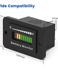 Universal Led Golf Cart Battery Level Indicator Meter Monitor For 12V To 72V Lithium And Lead Acid With Ten Segment Gauge Display