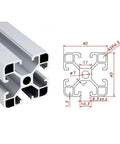 Top Shelf 4040 Aluminum Profile Linear Rail For CNC And 3D Printer DIY Framework showing extrusion design and dimensions.