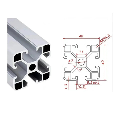 Top Shelf 4040 Aluminum Profile Linear Rail For CNC And 3D Printer DIY Framework showing extrusion design and dimensions.