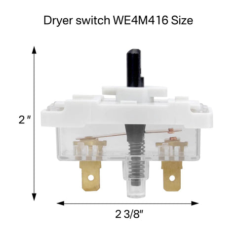 Dryer No Fuss Push To Start Switch Replacement For GE And Hotpoint Dryers Fits Multiple Models Replaces WE4M416 2x2 3/8 inches