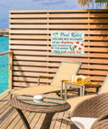 Funny Pool Signs Outdoor Pool Rules Sign 8 By 12 Inches Vintage Metal Tin Wall Decor for Pool Deck; chairs and ocean view