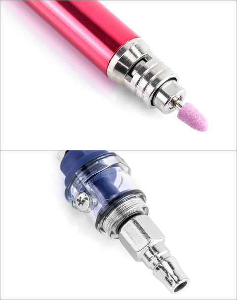 Air Micro Pencil Die Grinder 1/8 Inch Collet High Speed Pneumatic Polishing And Cutting Tool 65,000 RPM metallic tip close-up