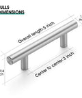 30 Pack 5 Inch Cabinet Pulls Brushed Nickel Stainless Steel Kitchen Cabinet Hardware With 3 Inch Hole Centers dimensions diagram
