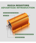 Heavy Duty 30 Watt Power Resistor Rx24 Series Yellow Aluminum Shell Current Limiting Pre Charge Load 150 Ohm with heat sink design.