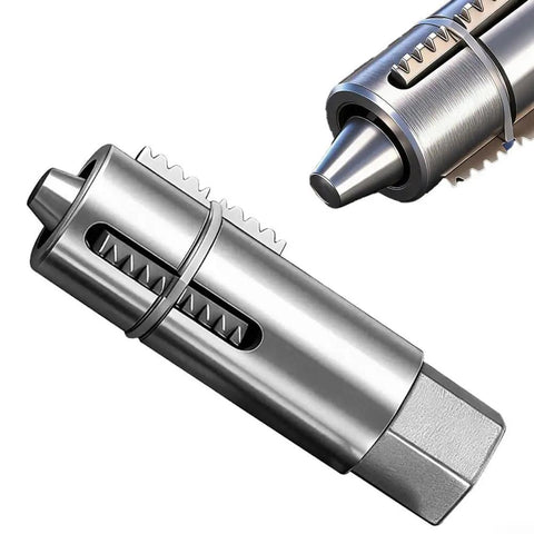 Dual Function Broken Screw Extractor And Thread Tap Tool For Plumbing Rusted Bolt And Pipe Valve Repair Adjustable Front End For 12 And 14 Mm Fittings Forged 45 Steel Construction Handy For DIYers Handymen Pro Grade Pros, 45# steel tap end