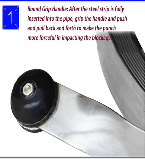 Close-up of round grip handle on Manual Steel Drain Cleaning Tape 15 Meter Flat Bar Auger for effective blockage removal.