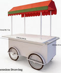 Hustle Made Easy With This Heavy Duty Outdoor Vending Cart, Weatherproof Canopy Design, Smooth Ride Wheels, Huge Prep Counter, And Eye Catching Stage Setup For Your Small Business Side Hustle. Dimensions shown with vibrant canopy.