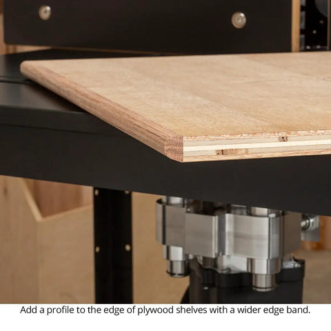 Heavy Duty Flush Trim Router Base Plate Shreds Through Tight Edge Banding Trim Without Breaking A Sweat Mounts Any Shop Router, showcasing plywood edge profiling.