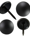 High Quality Matt Black Upholstery Nails And Vintage Decorative Tacks 100 Piece Pack With 7 16 Inch Heads showing matte black tacks with steel shanks.