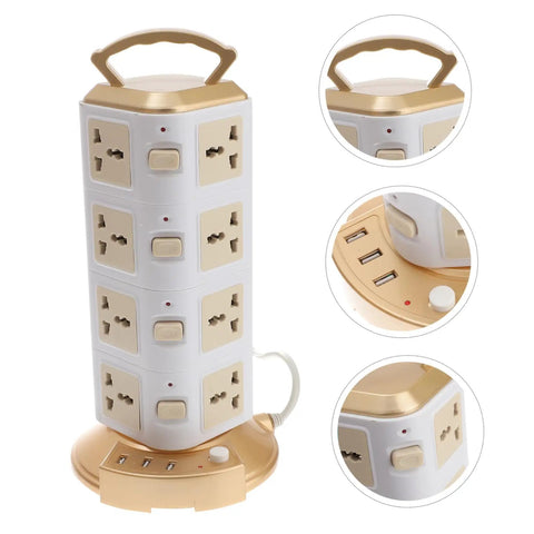Heavy Hitter Power Strip With Quick Juice USB Ports And No Hassle Surge Guard For Your Home Office Setup, featuring USB ports and power outlets.