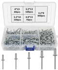 630-Piece Pop Rivets Assortment Kit With Aluminum Blind Rivets And Steel Mandrel in case showing 5 sizes