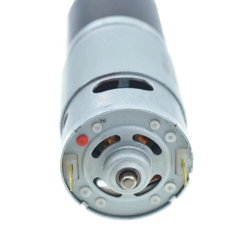 Beefy Power DC Planetary Gear Motor With Metal Construction 43 RPM 12V front view showing metal housing and connectors