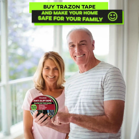 Couple holding Heavy Duty Grip Tape For Stairs With Glow In The Dark Strips Waterproof Anti Slip Non Skid Tape in living room