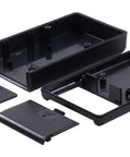 Components of Black ABS Plastic Project Box With Battery Compartment And PR1593Q PCB, including housing and screws