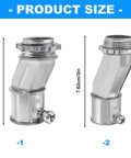 Heavy Duty Zinc Alloy Conduit Adapters With Smart Offset Design For Tricky Tight Spaces Hustle Free Solo Install Slick Half Inch To Half Inch Wire Routing Pack Of Six Killer Tool Set dimensions displayed with side views.