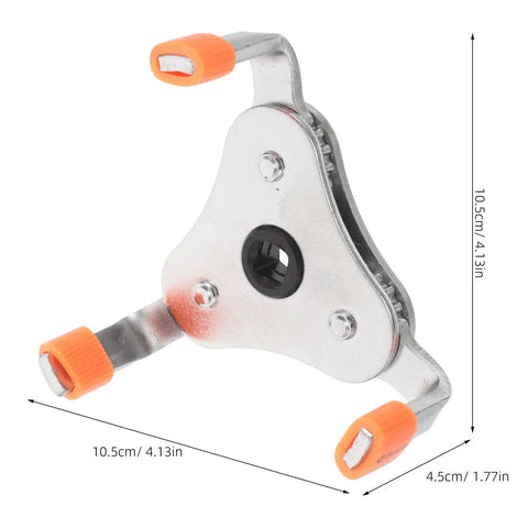 Top Shelf Smoke Detector Removal Tool For Ceiling Sensors Hassle Free Disassembly Grip With Long Reach Handle No Sweat Maintenance Kit For Fire Alarm Systems, metal tool with orange grips, dimensions 10.5cm x 4.5cm.