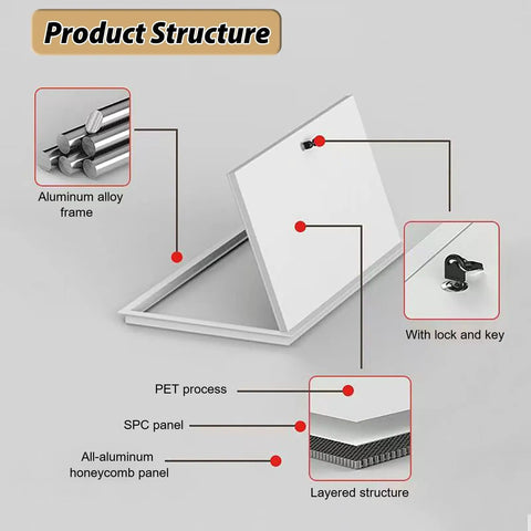 Heavy Duty Aluminum Access Door With Rust Proof Honeycomb Core For Drywall Attic And Outdoor Kitchen Plumbing Inspection Hatch Panel In Crisp White showing layered structure and features.