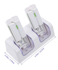 USB Charging Station For Game Controllers Compact Dock With Blue LED Indicator, dual slots, size 4.9in, white material