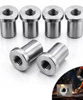 Heavy Duty Half Inch X 13 Stepped Female Weld On Nuts With Extended Threads And Low Carbon Steel Chassis Tabs in six-pack.