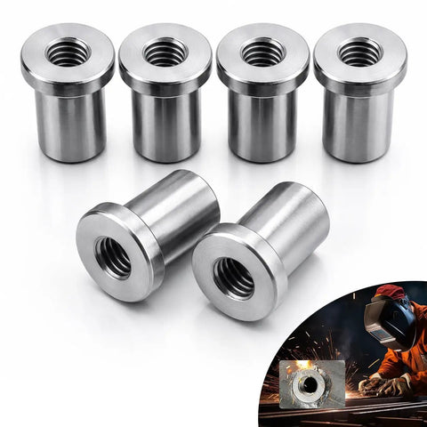 Heavy Duty Half Inch X 13 Stepped Female Weld On Nuts With Extended Threads And Low Carbon Steel Chassis Tabs in six-pack.