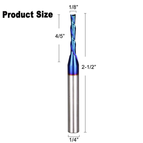 Twofer Pack Down Cut Spiral CNC Router Bits With 1/4 Inch Shank And 1/8 Inch Cutting Diameter, Solid Carbide, 2-1/2 Inch Length