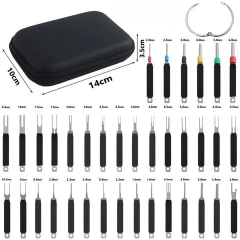 36 Piece Terminal Pin Removal Tool Kit With Housing Depinning Tools For Electrical Connectors And Wire Extraction Tasks Black case