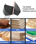 ASNOMY 6-piece large Forstner bit set with carbide tips; hardwood, plywood, MDF, red lumber, plastic